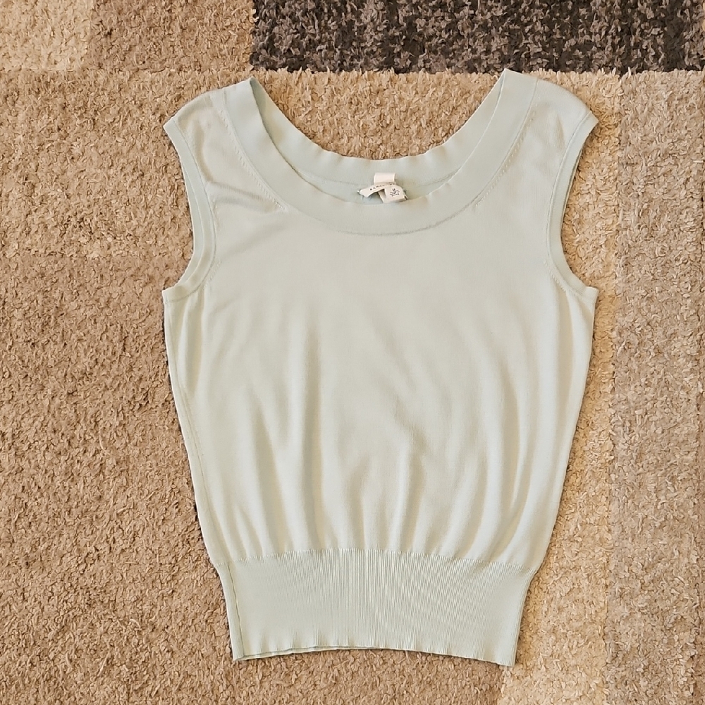 Banana Republic Silk Blend Y2K Sleeveless Sweater Tapered Waist. Lgt Green. Sz:M